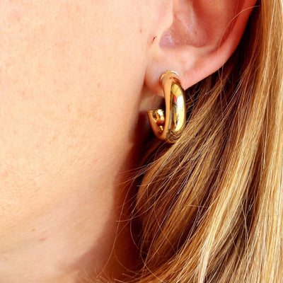 18k Gold Filled 25mm Chubby C-Hoop Earrings GoldFi