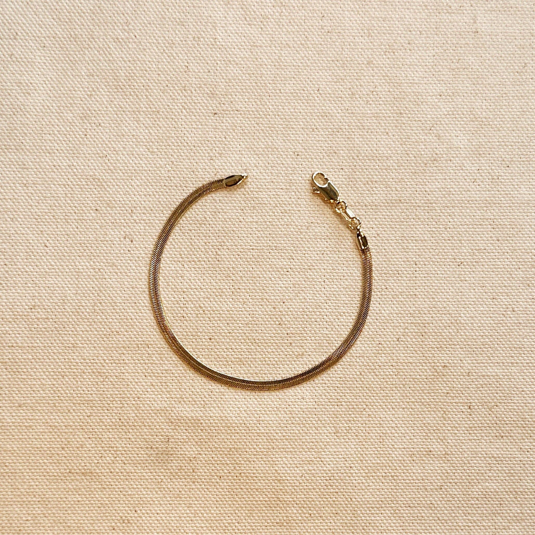 18k Gold Filled 3.0mm Thickness Herringbone Bracelet