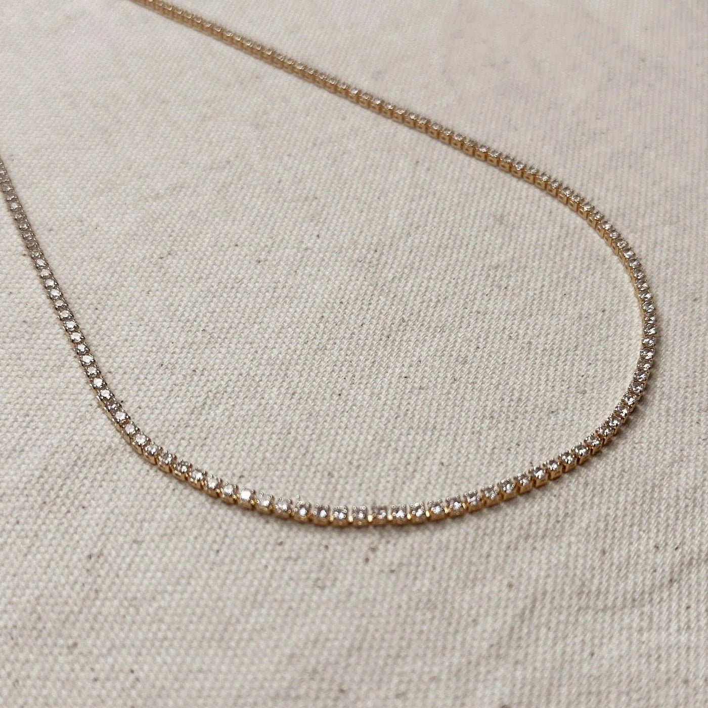 18k Gold Filled 2mm CZ Tennis Necklace GoldFi
