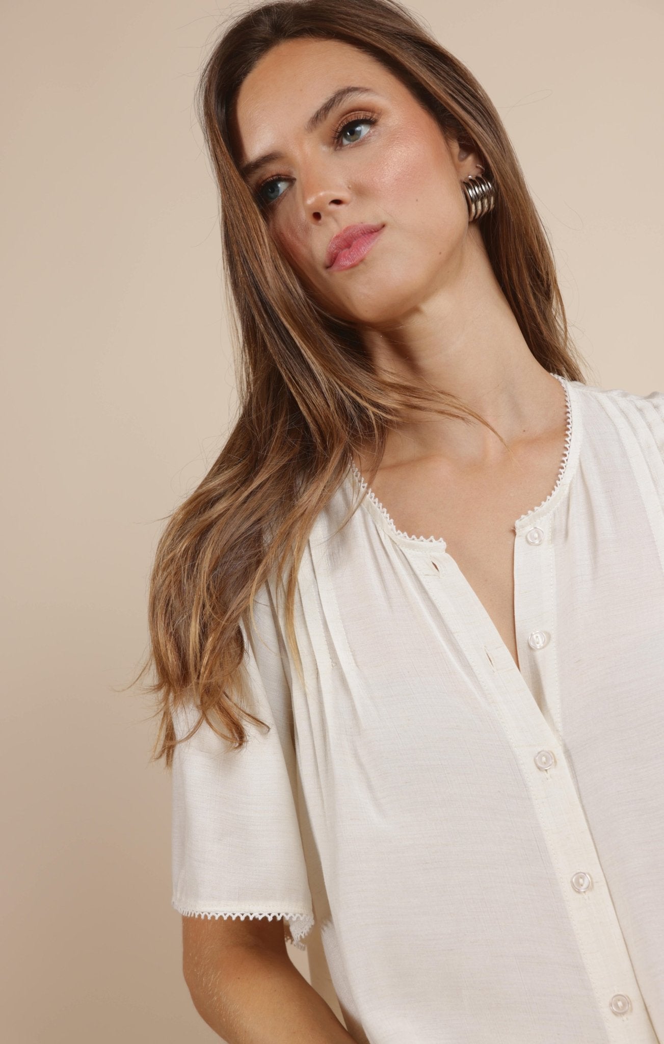 Dream Drift Pin - tuck Blouse - Beloved Boutique