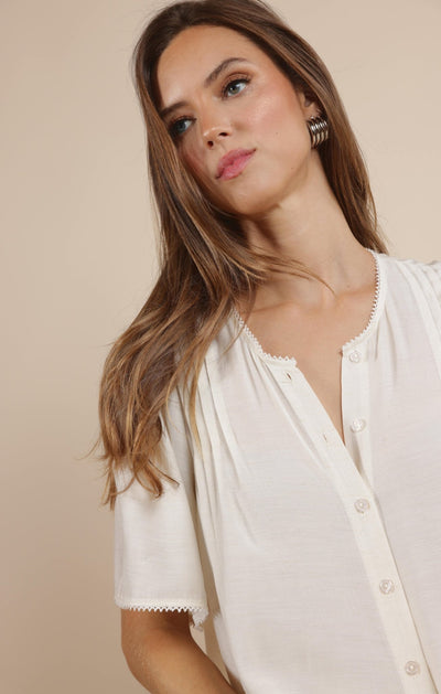 Dream Drift Pin - tuck Blouse - Beloved Boutique