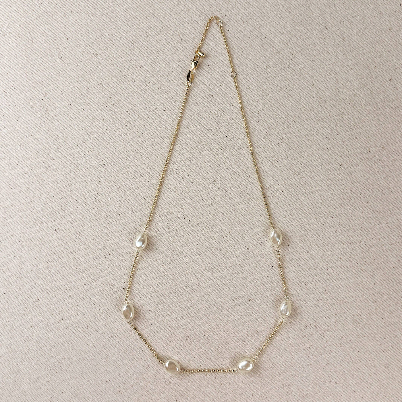 18k Gold Filled Spaced Baroque Pearls Necklace GoldFi