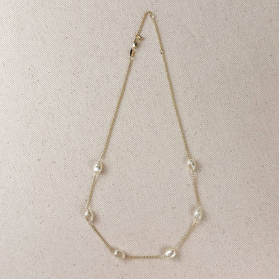 18k Gold Filled Spaced Baroque Pearls Necklace GoldFi