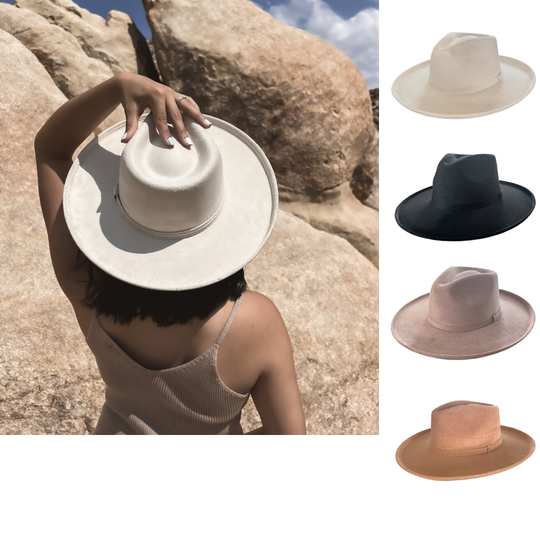 Vegan Pencil Curl Stiff Brim Fedora Hat: Fawn