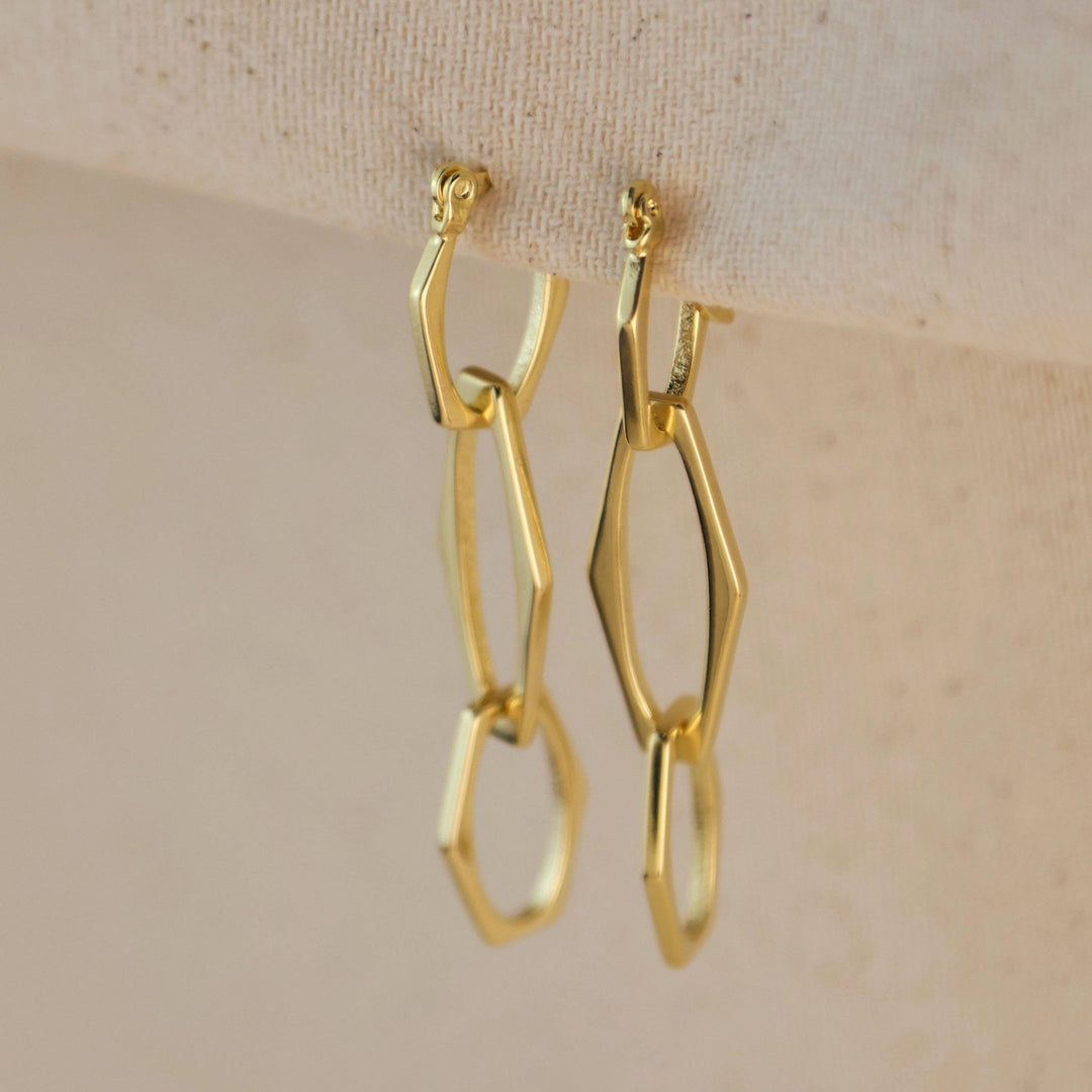 18k Gold Filled Geometric Dangle Earrings - Beloved Boutique 