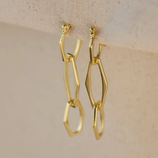 18k Gold Filled Geometric Dangle Earrings - Beloved Boutique 