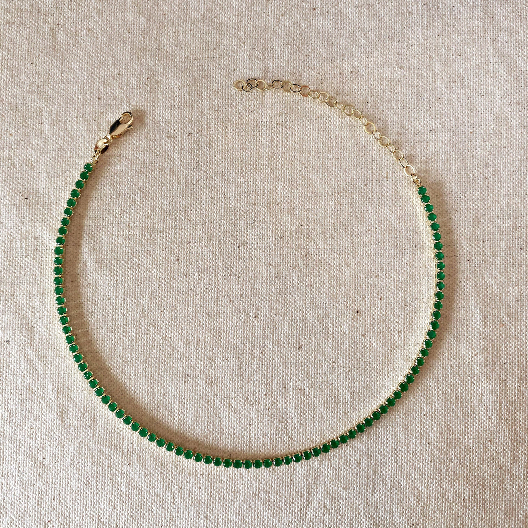 18k Gold Filled 3mm Cubic Zirconia Emerald Necklace - Beloved Boutique 