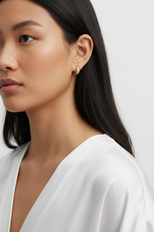 18k Gold Filled Croissant Stud Earrings - Beloved Boutique 