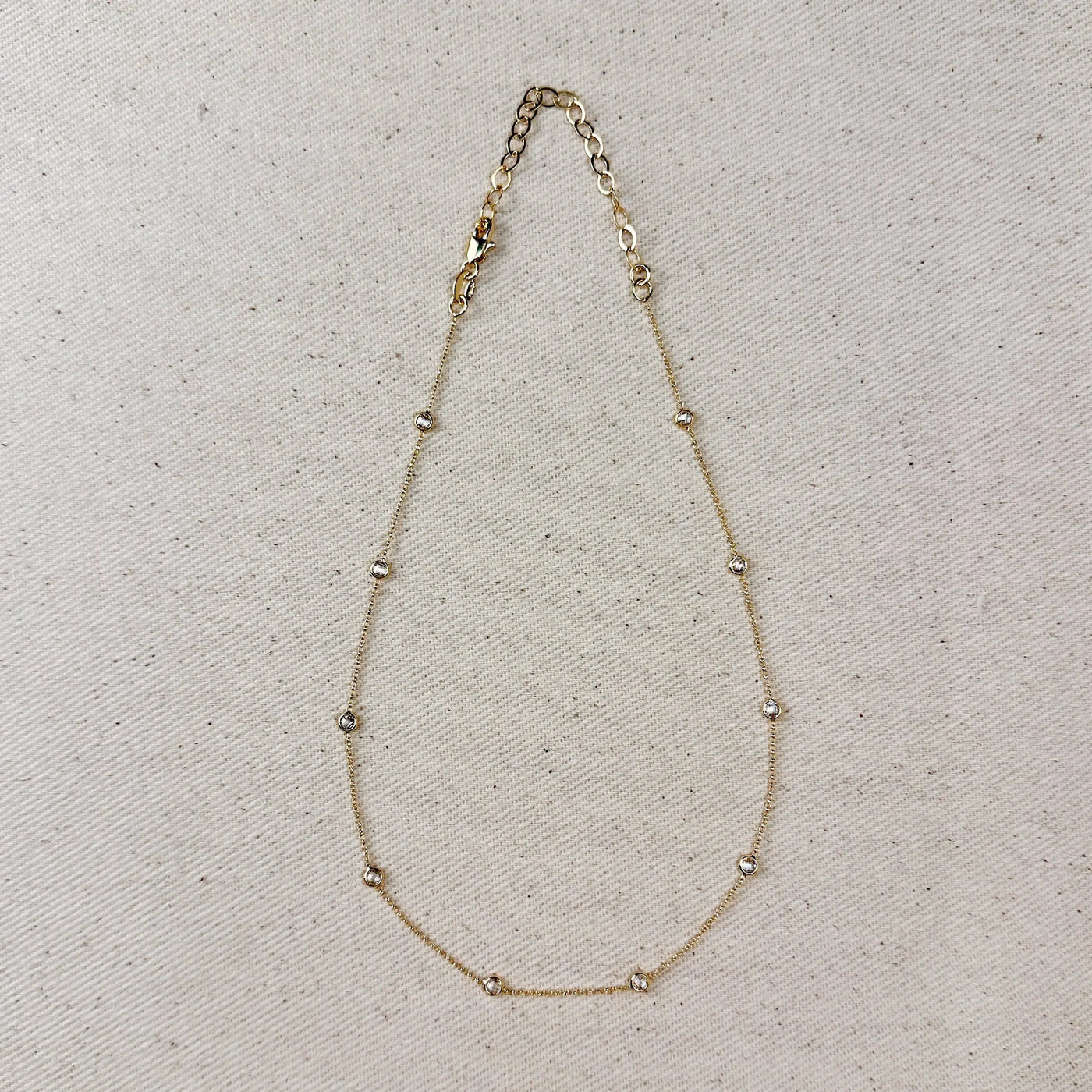 18k Gold Filled Bezel CZ Necklace GoldFi