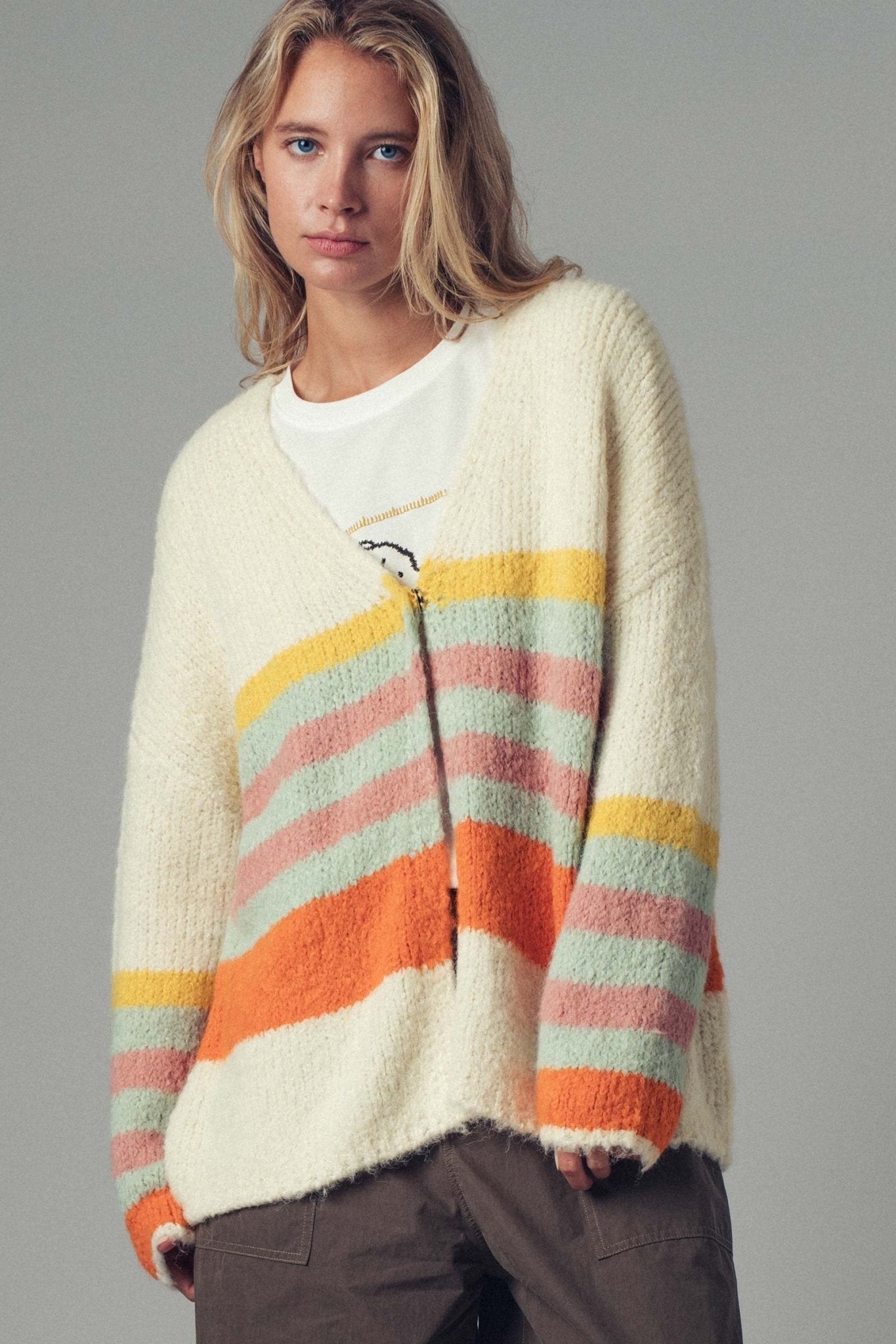 Fawn Striped Cardigan - Beloved Boutique