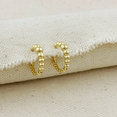 18k Gold Filled 15mm Gradient Beaded Clicker Hoop Earrings GoldFi