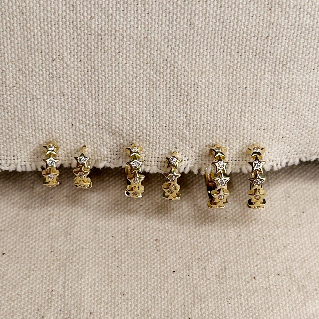 18k Gold Filled CZ Stars Hoop Earrings - Beloved Boutique 