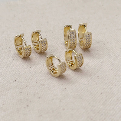 Wide CZ Clicker Hoop Earrings GoldFi