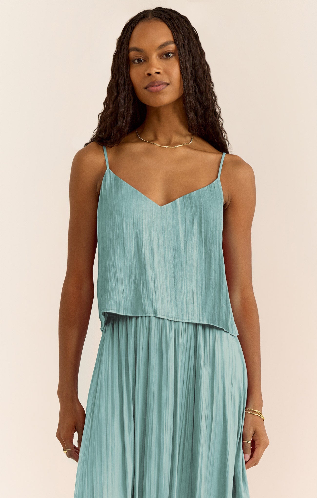 Fiore Crinkle Satin Tank - Beloved Boutique