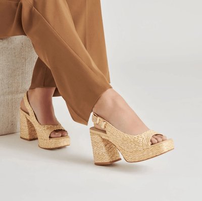 Flores Heels Natural Raffia - Beloved Boutique