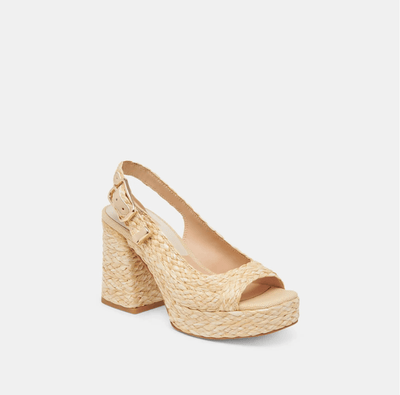Flores Heels Natural Raffia - Beloved Boutique