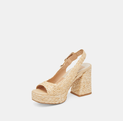 Flores Heels Natural Raffia - Beloved Boutique