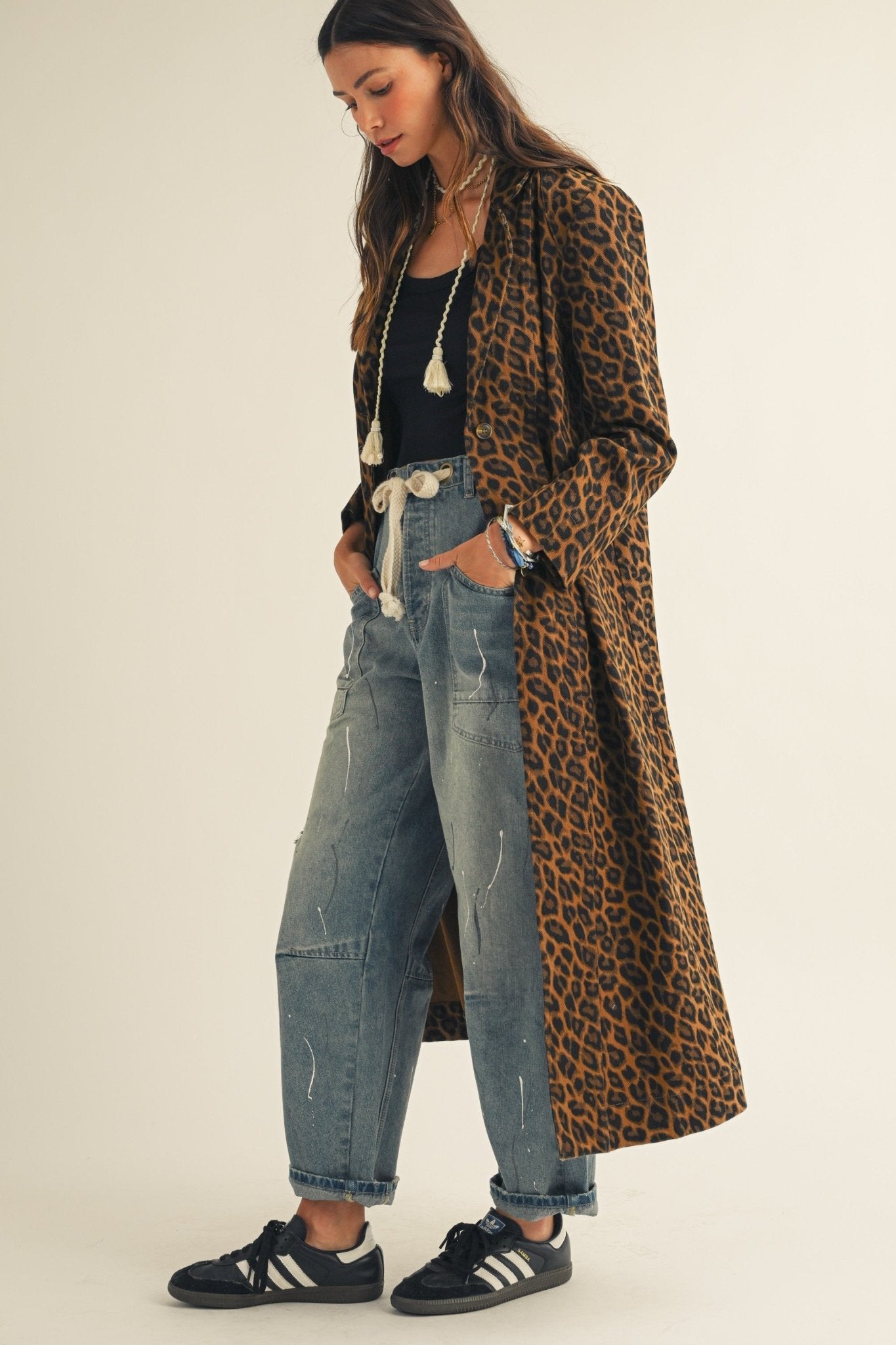 French Leopard Long Jacket - Beloved Boutique