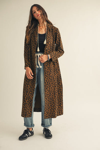 French Leopard Long Jacket - Beloved Boutique