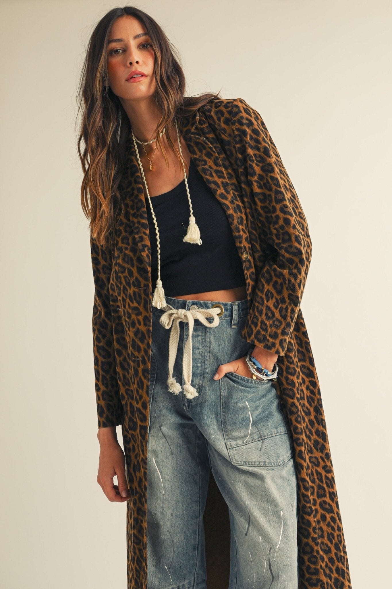 French Leopard Long Jacket - Beloved Boutique