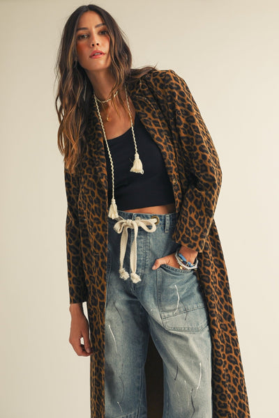 French Leopard Long Jacket - Beloved Boutique