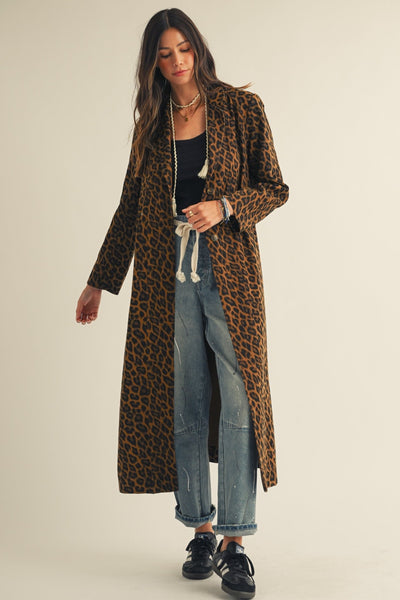 French Leopard Long Jacket - Beloved Boutique