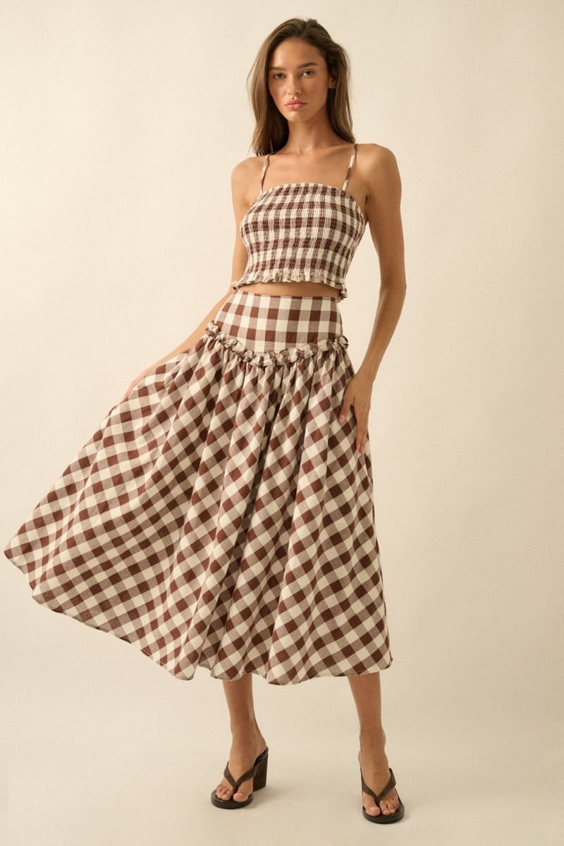 Shay Gingham Skirt - Beloved Boutique 