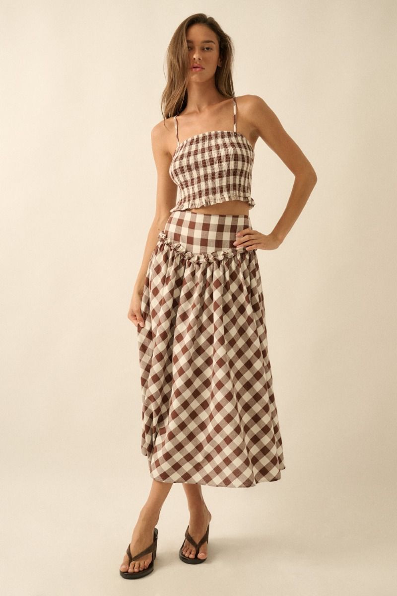 Shay Gingham Skirt - Beloved Boutique 
