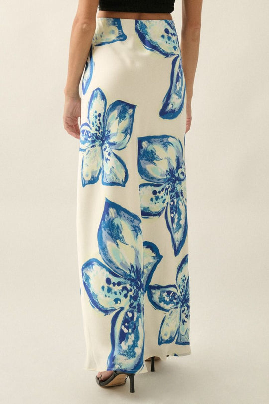 Zoraya Floral Satin Skirt - Beloved Boutique 