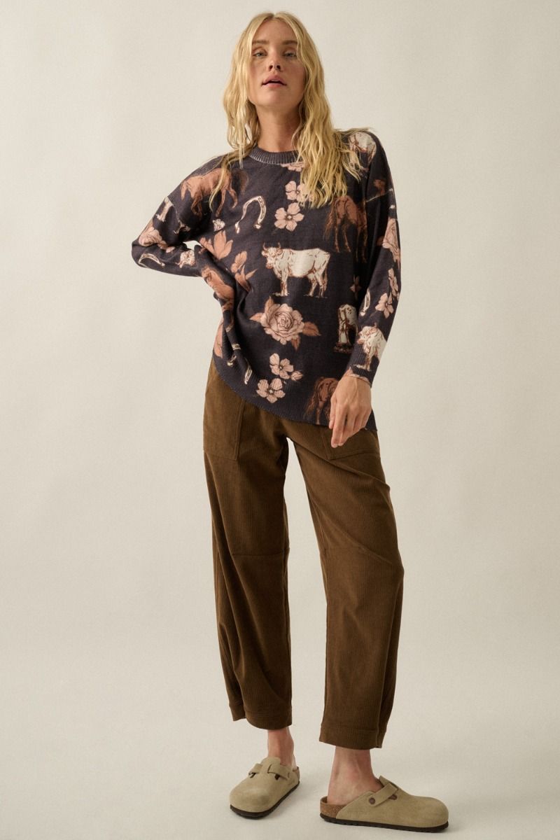 Western Rose Knit Top