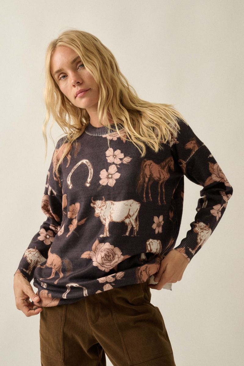 Western Rose Knit Top