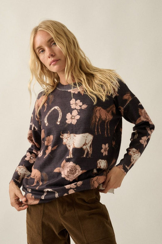 Western Rose Knit Top