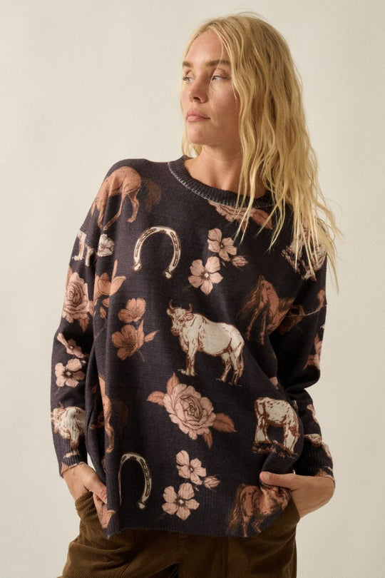 Western Rose Knit Top