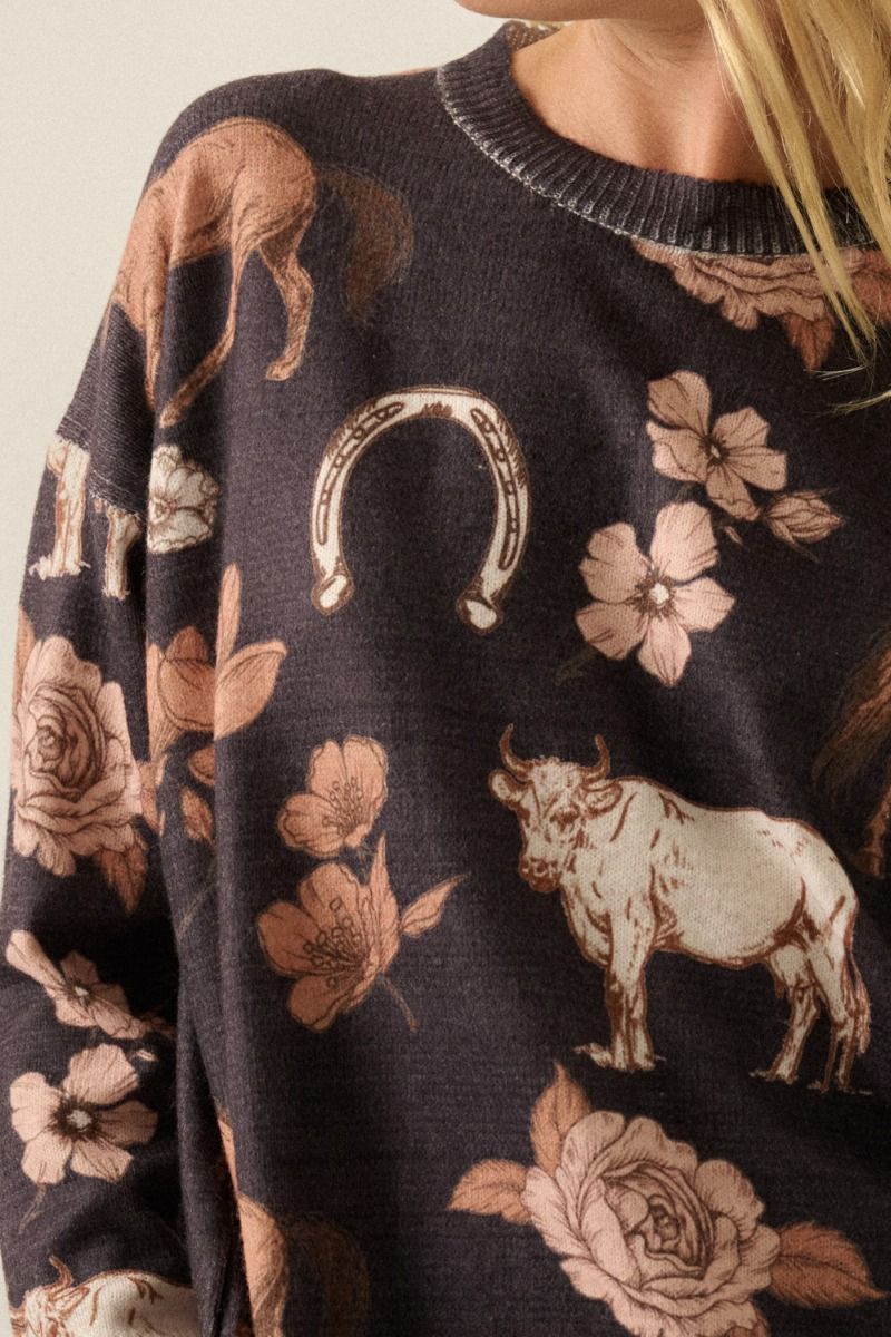 Western Rose Knit Top