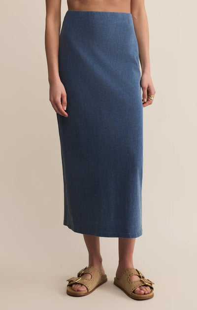 Gail Jersey Denim Midi Skirt - Beloved Boutique