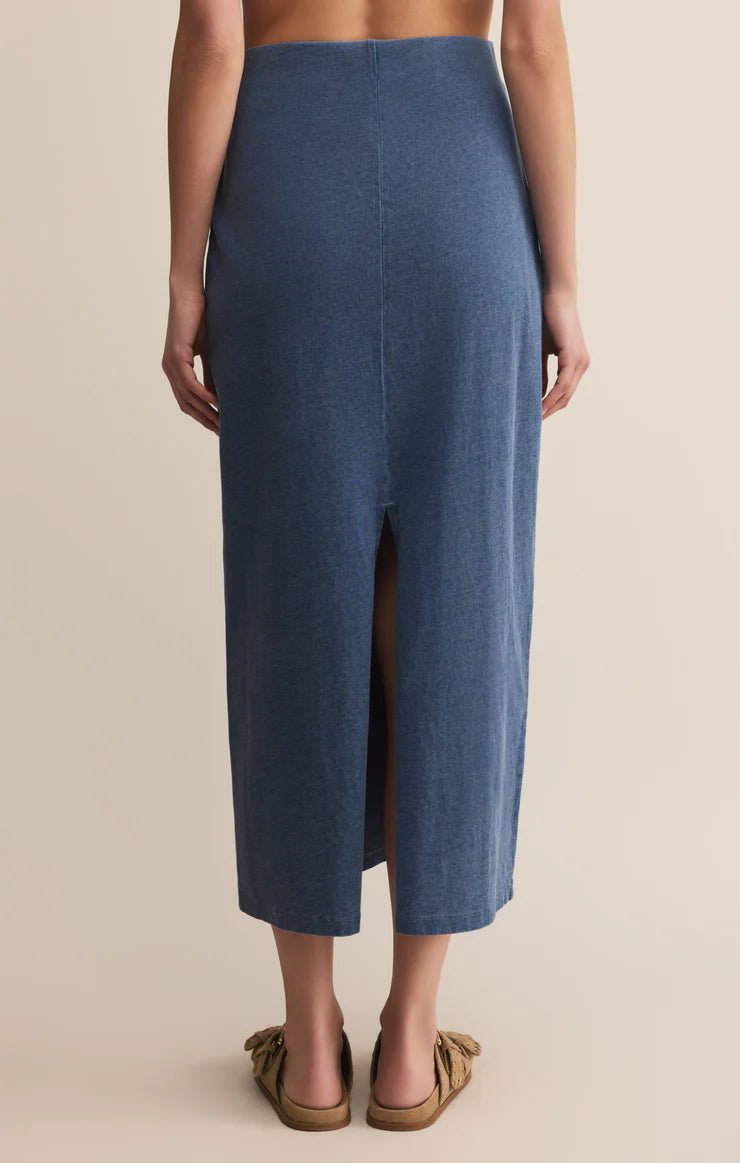 Gail Jersey Denim Midi Skirt - Beloved Boutique