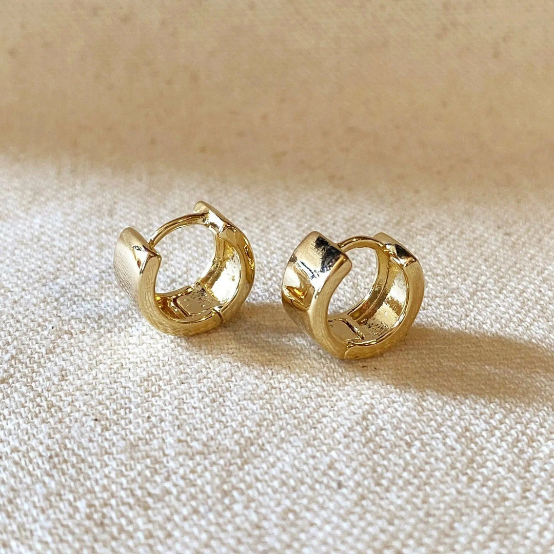 Gold Chunky Flat Clicker Hoop Earrings - Beloved Boutique