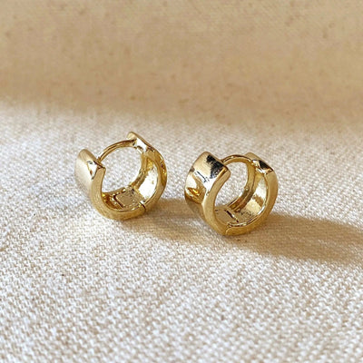 Gold Chunky Flat Clicker Hoop Earrings - Beloved Boutique