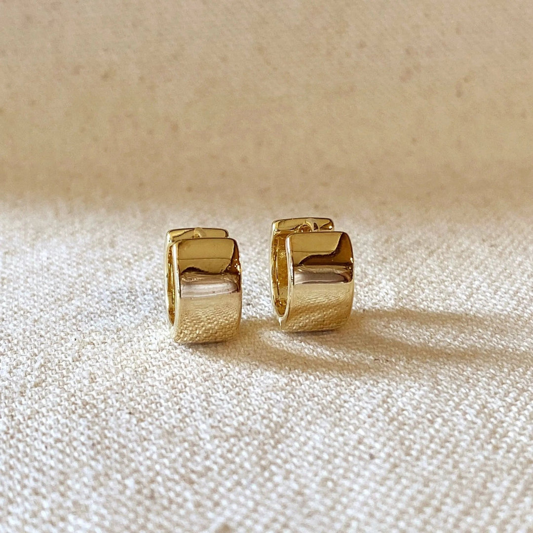 Gold Chunky Flat Clicker Hoop Earrings - Beloved Boutique
