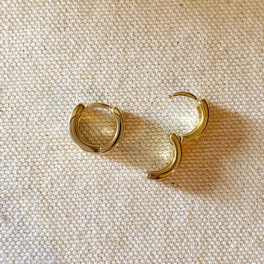 Gold Chunky Flat Clicker Hoop Earrings - Beloved Boutique