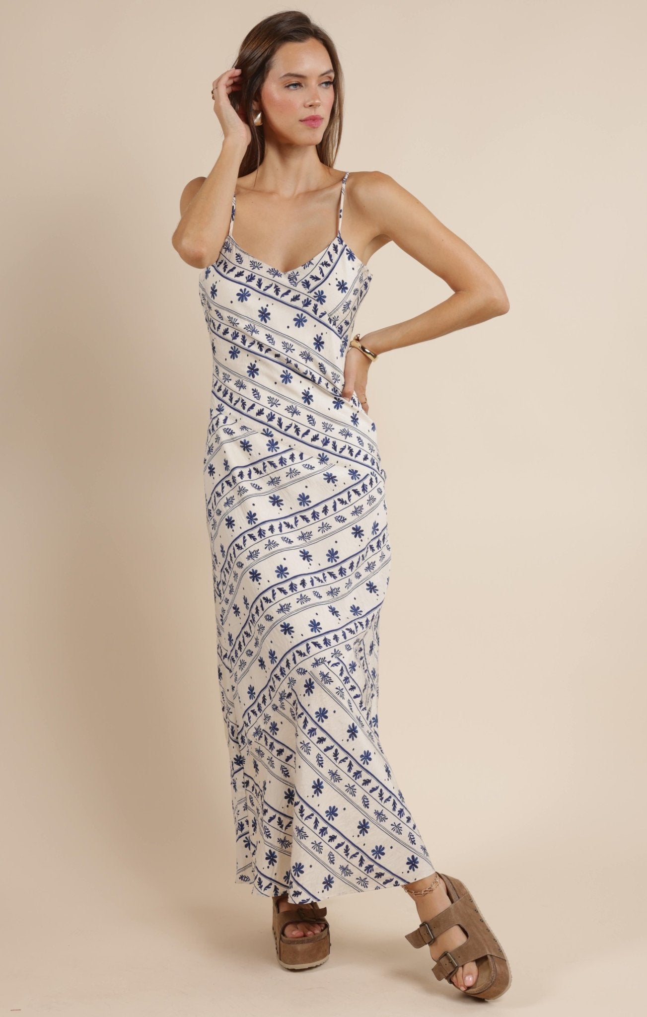 Great Springs Printed Maxi Slip Dress - Beloved Boutique
