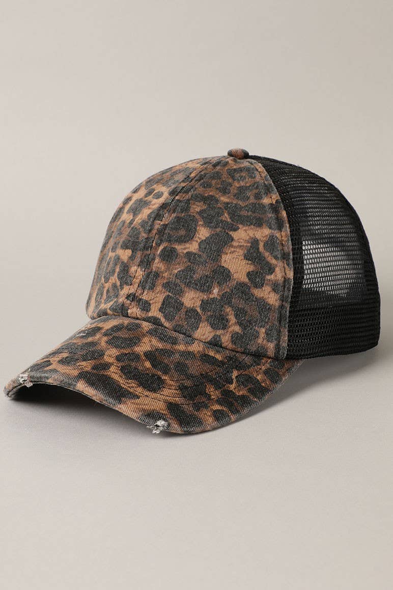 Leopard Mesh Baseball Cap - Beloved Boutique