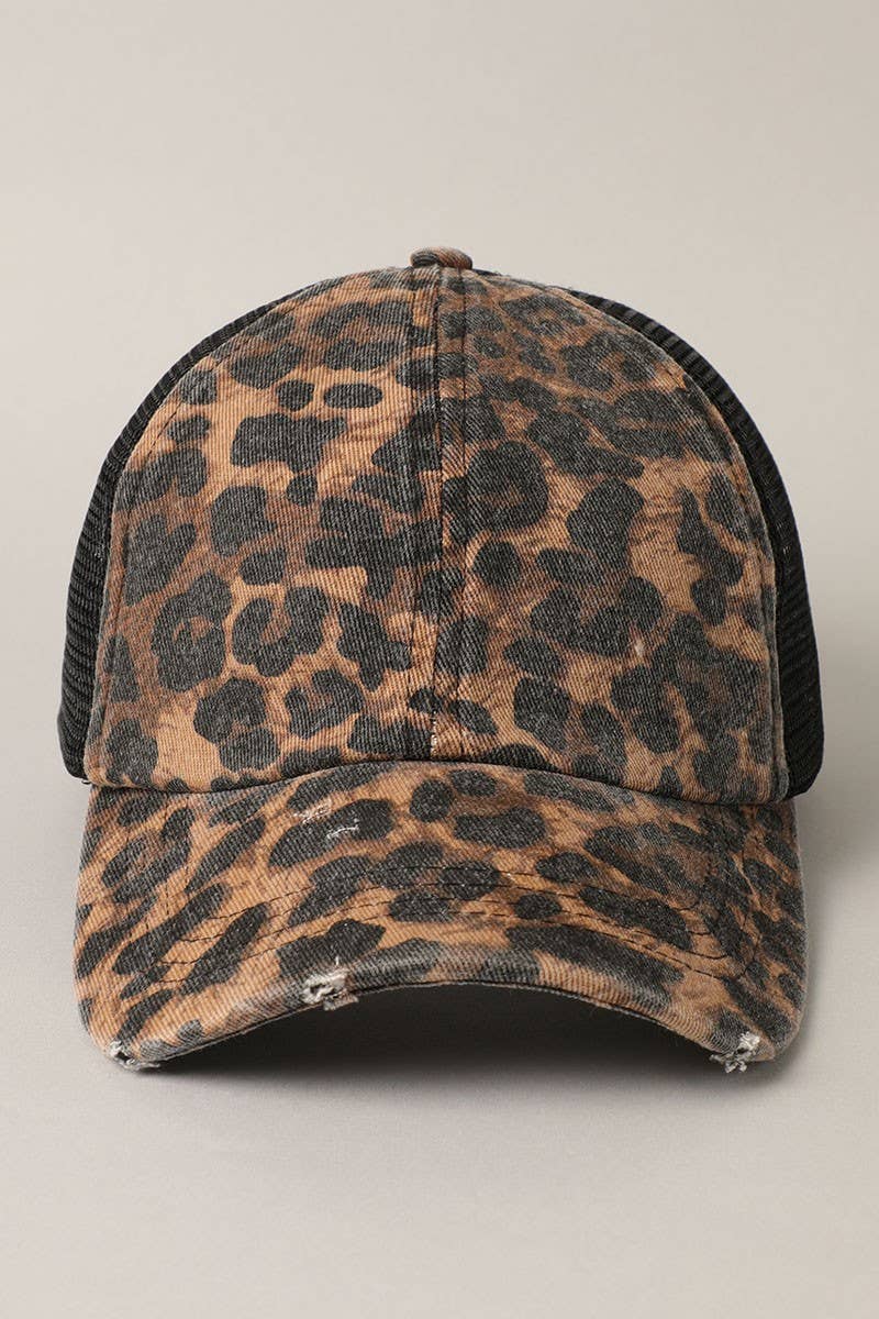 Leopard Mesh Baseball Cap - Beloved Boutique