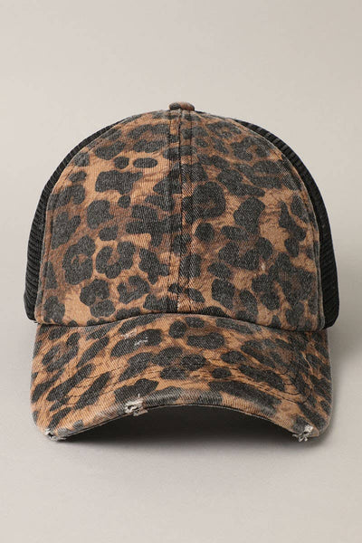Leopard Mesh Baseball Cap - Beloved Boutique