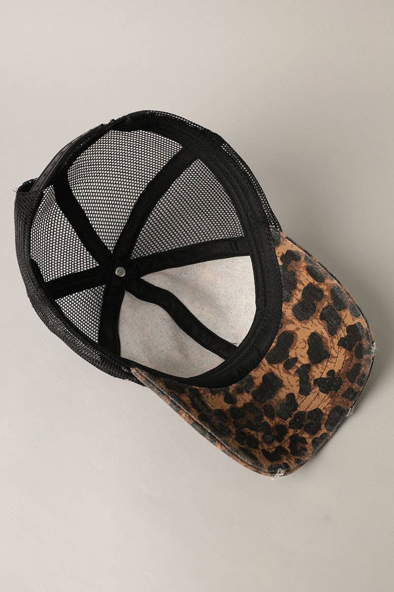 Leopard Mesh Baseball Cap - Beloved Boutique