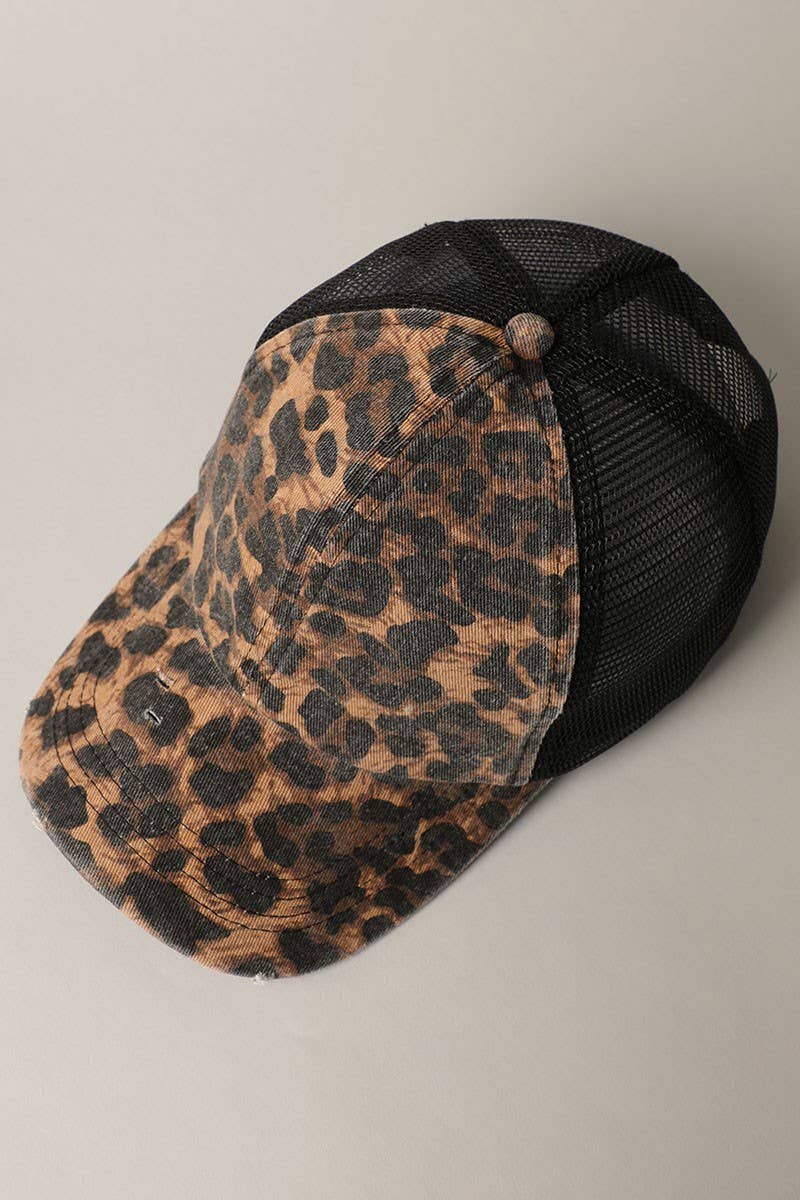 Leopard Mesh Baseball Cap - Beloved Boutique