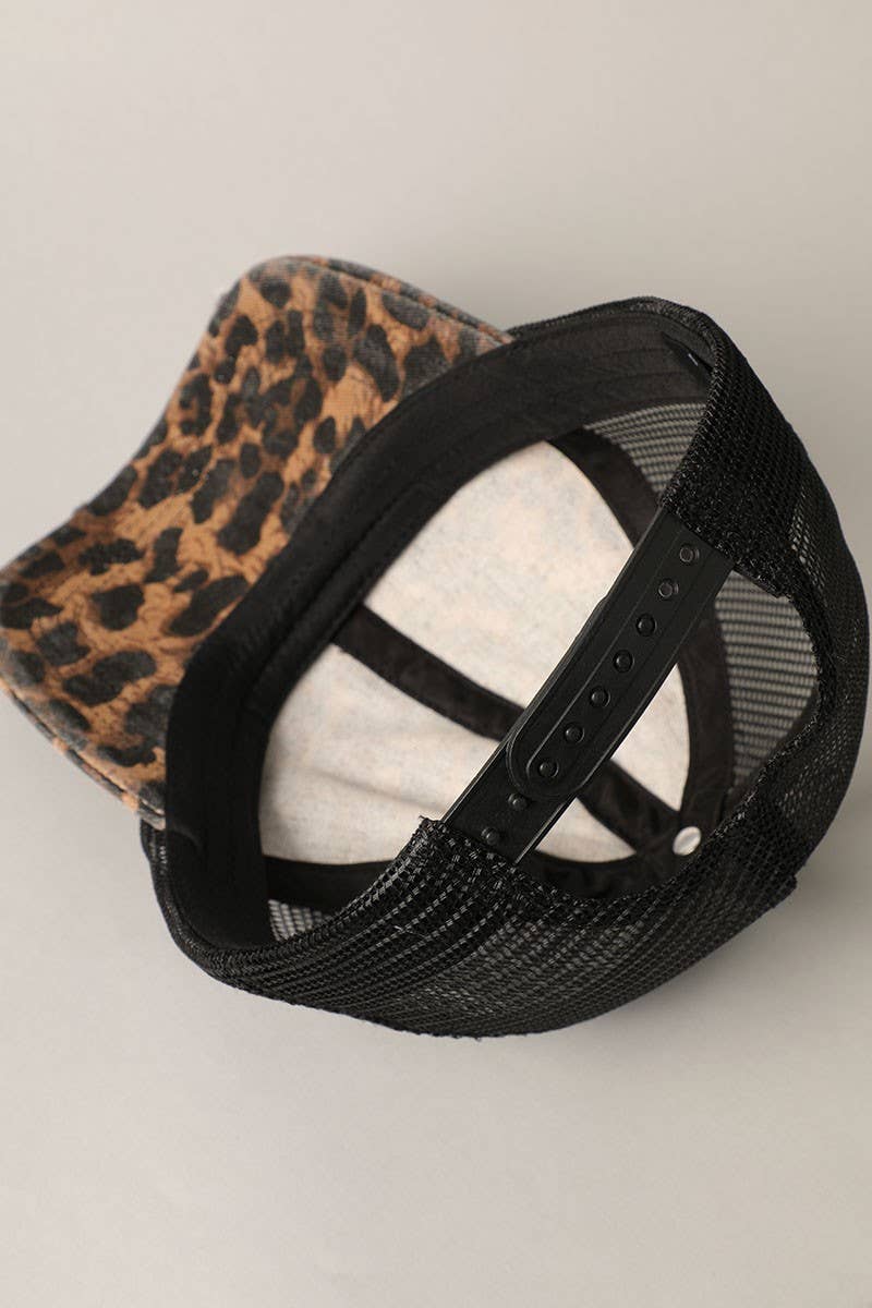 Leopard Mesh Baseball Cap - Beloved Boutique
