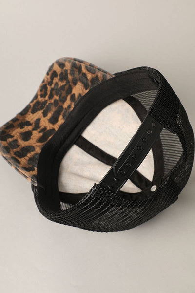 Leopard Mesh Baseball Cap - Beloved Boutique