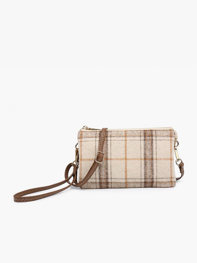 M013 - PLD Riley Plaid 3 Compartment Crossbody/Wristlet - Beloved Boutique