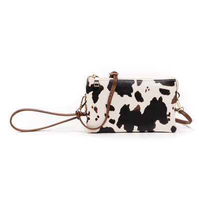 M013COW Riley Cow 3 Compartment Crossbody/Wristlet - Beloved Boutique